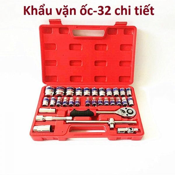 Bộ tuýp , khẩu vặn ốc bulong 32 chi tiết