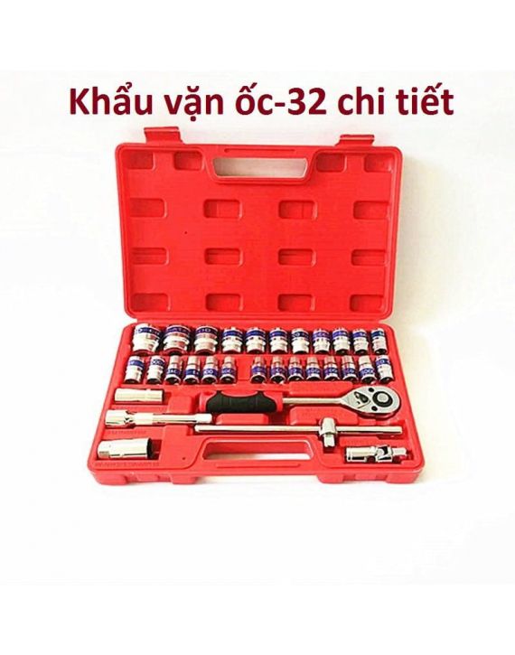 Bộ tuýp , khẩu vặn ốc bulong 32 chi tiết